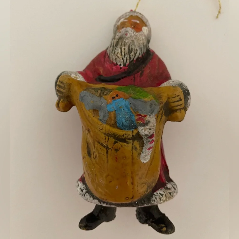 Vintage set/4 old world Santa plastic Christmas ornaments